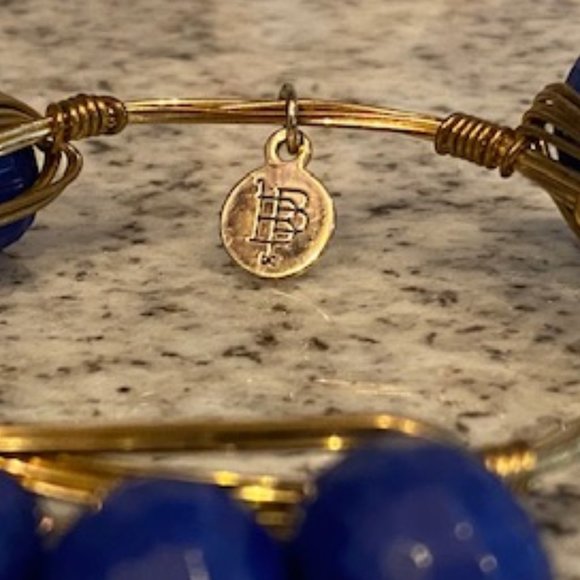 Bourbon & Boweties Bangle Bracelet, Blue Acrylic Beads #madeintheUSA - Picture 4 of 4